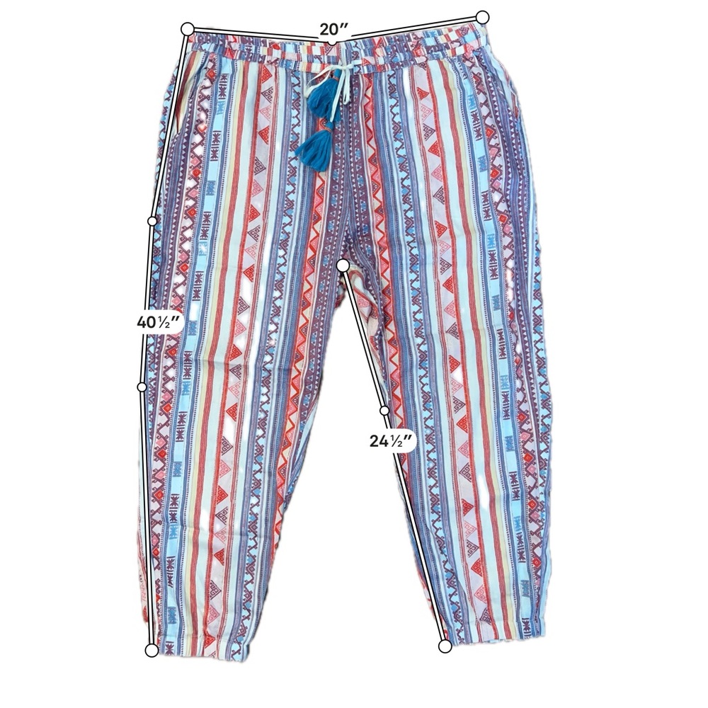 Sundance Multicolor Striped Aztec Waistband Pants - PXL - Picture 3 of 5